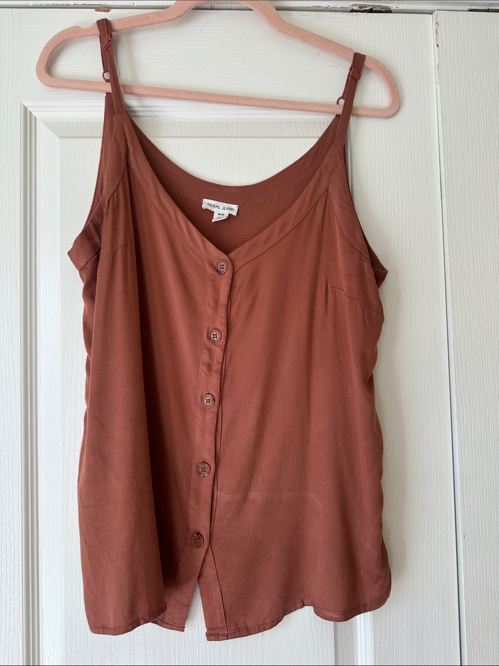 Tribal Rust Brown Button-Front Camisole